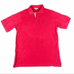 Burberry London Short Sleeve Cotton Polo Shirt Red